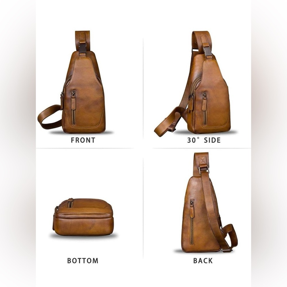 Tan Leather Belt Bag with Minimalist Design - Picture 5 of 5